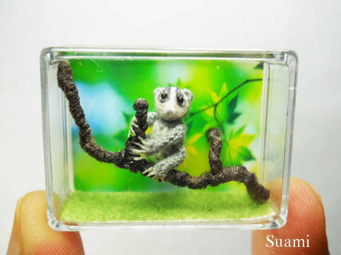 Miniature Slow Loris - Micro Crochet Dollhouse Amigurumi Animals - Made ...