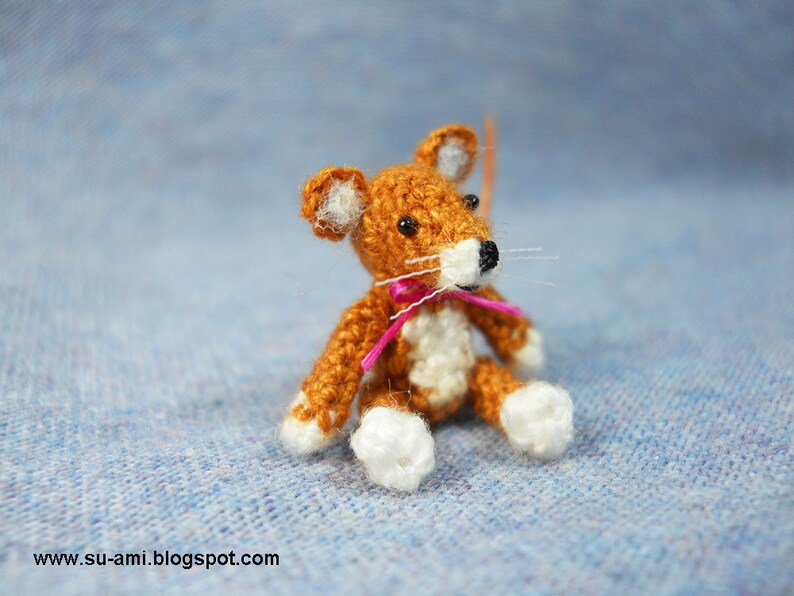 Lovely Brown Mouse Rat Micro Amigurumi Crochet Miniature Animals Made To Order image 2