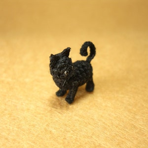 Miniature Black Cat 1/2 Inch Micro Mini Amigurumi Crochet Cat Kitten Made to Order image 4