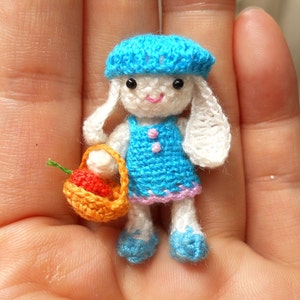 Crochet Bunny Amigurumi Doll - Teeny Tiny Miniature Plush Toy - Made To Order