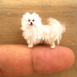 Miniature White Pomeranian - Tiny Crochet Dog Stuffed Animals - Made To Order
