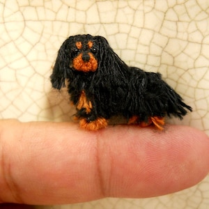 Black Cavalier King Charles Spaniel - Tiny Crochet Miniature Dog Stuffed Animals - Made To Order