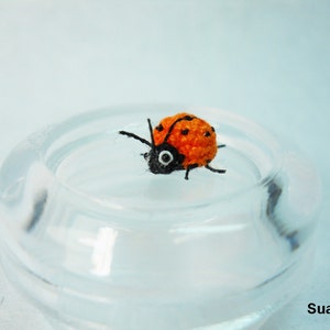 Orange Ladybug Micro Amigurumi Crochet Miniature Ladybug Made To Order image 2