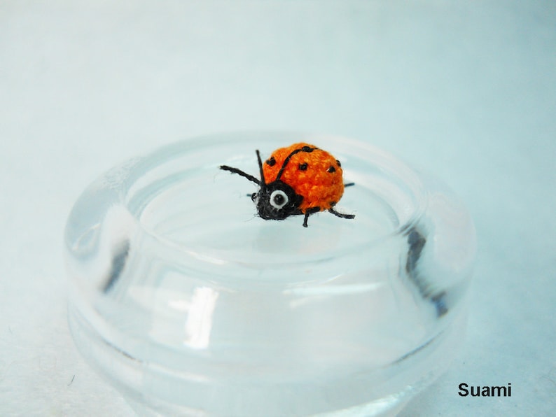 Orange Ladybug Micro Amigurumi Crochet Miniature Ladybug Made To Order image 2