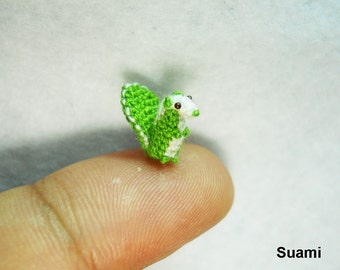 Micro groen eekhoorn - Teeny kleine Amigurumi miniatuur Animal - Made To Order