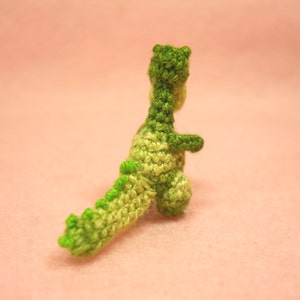 Miniature Green Tyrannosaurus Dollhouse Miniature Dinosaurs One Inch Scale Micro Crochet Dinosaur Made To Order image 4