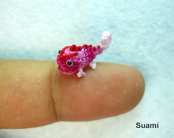 Tiny Pink Chameleon - Dollhouse Miniature Chamaeleons - Made To Order