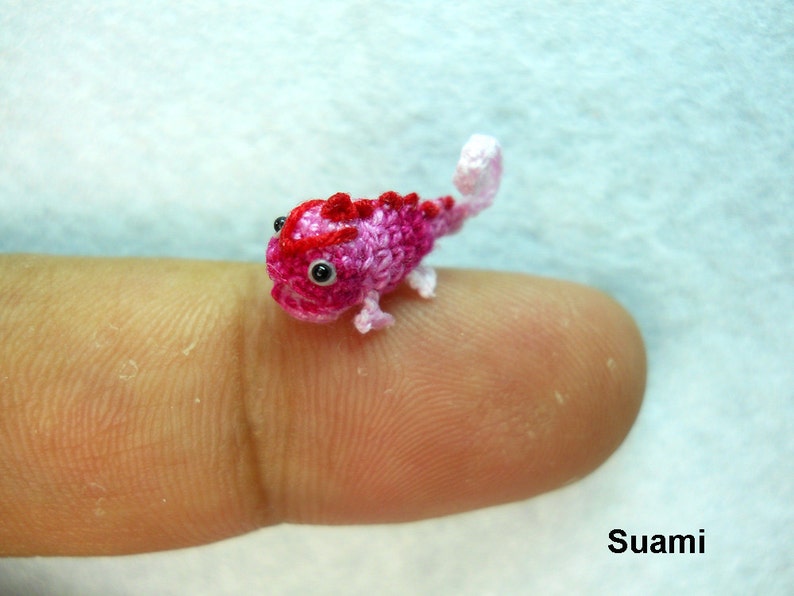 Tiny Pink Chameleon Dollhouse Miniature Chamaeleons Made To Order image 1