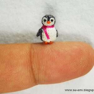 Teeny Tiny Penguin - Dollhouse Miniature Crocheted Bird Stuff Animal - Made To Order