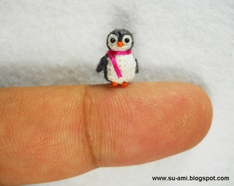 Teeny Tiny Penguin - Dollhouse Miniature Crocheted Bird Stuff Animal - Made To Order