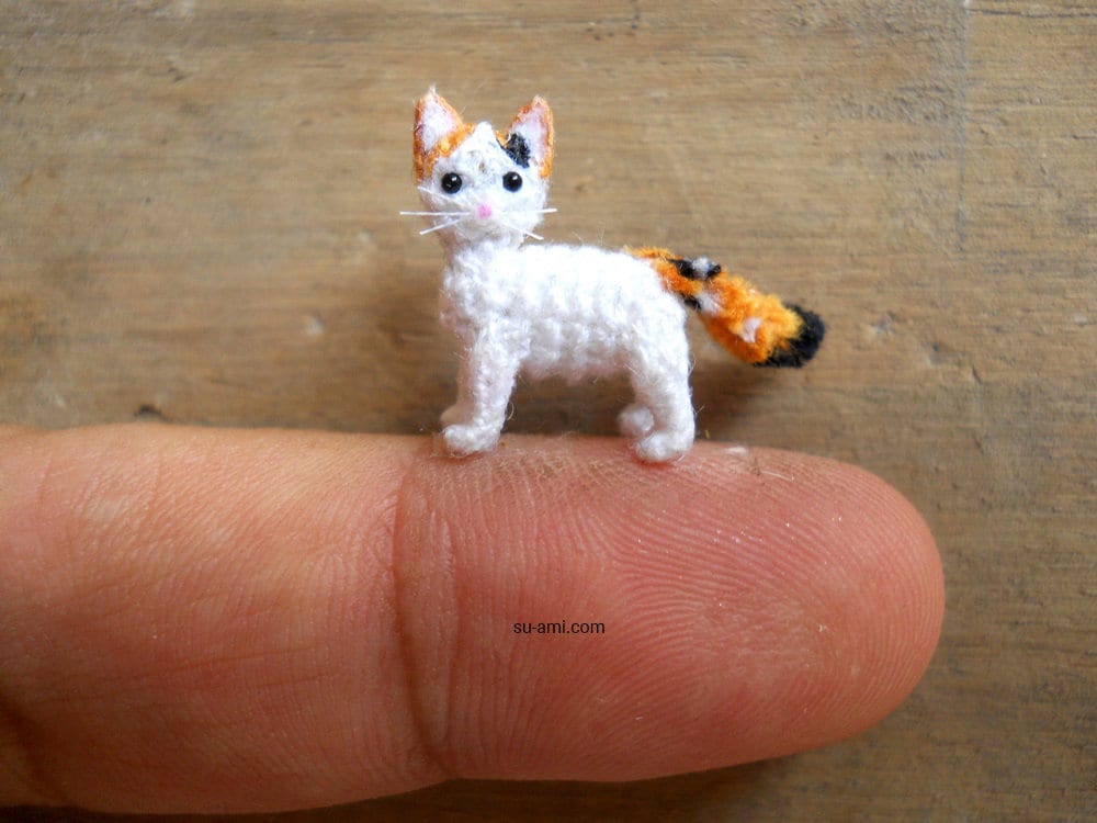 Micro Häkeln Türkisch Van Cat: Miniature Amigurumi Kätzchen