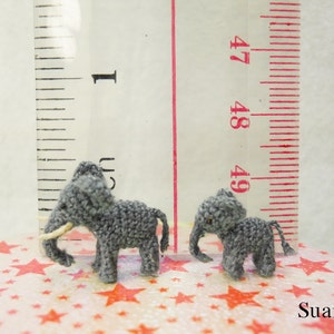 Extreme Tiny Elephants Micro Mini Amigurumi Crochet Miniature Animals Set of Two Elephants Dad and Son Made To Order image 4