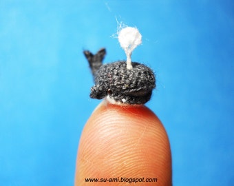 Micro Amigurumi Whale Dolphin -  Miniature Crochet Tiny Whale Plush Toy - Made to Order