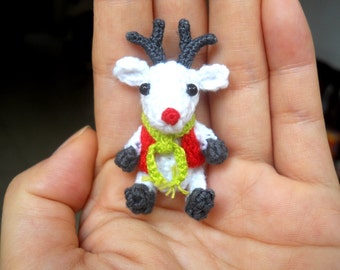 Mini Crochet Reindeer - Amigurumi Miniature Stuffed Animals - Made To Order