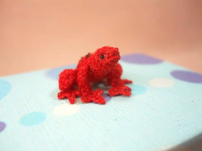 Red Frog Micro Crochet Miniature Tiny Stuffed Animals Made | Etsy