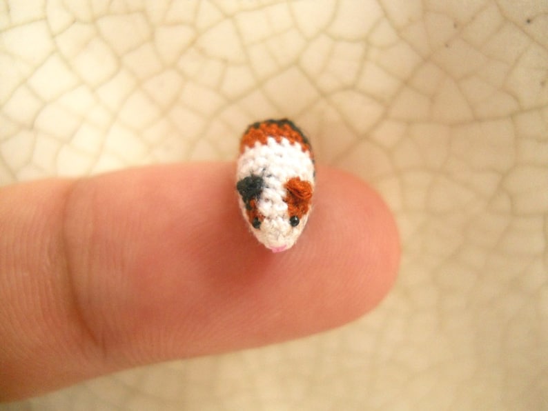 Micro Guinea Pig Amigurumi Tiny Crochet Dollhouse Miniature Animal Made To Order image 4