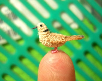 Ring Necked Dove - Micro Amigurumi Miniature Crochet Bird Stuffed Animal - Made To Order