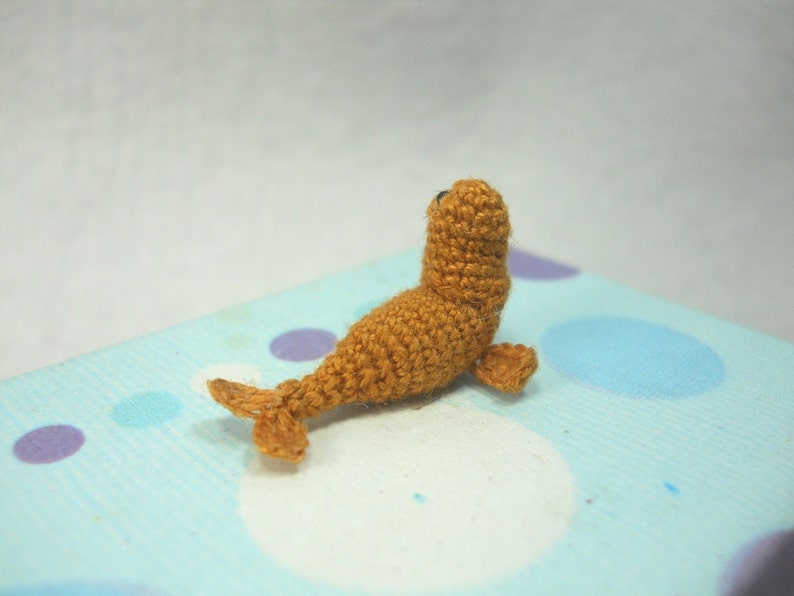 Mini Brown Seal Miniature Crochet Pinniped Stuffed Animal Made to Order image 5