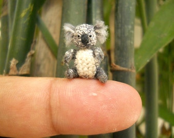 Miniature Koala Bear Amigurumi - Micro Crochet Bear Stuffed Animal - Made To Order