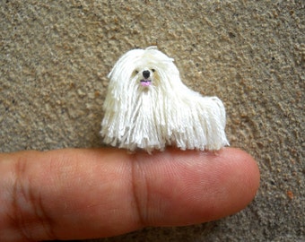 Miniature White Puli - Tiny Crochet Miniature Dog Stuffed Animals - Made To Order