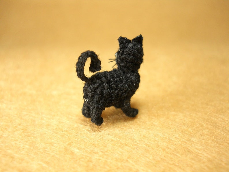 Miniature Black Cat 1/2 Inch Micro Mini Amigurumi Crochet Cat Kitten Made to Order image 3