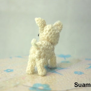 White Chihuahua Dog Tiny Amigurumi Micro Crochet Miniature Pets Made to Order image 4