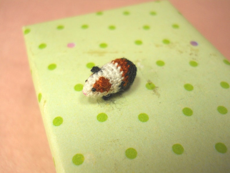 Micro Guinea Pig Amigurumi Tiny Crochet Dollhouse Miniature Animal Made To Order image 3