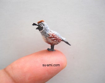 Miniature California Quail  - Micro Amigurumi Crochet Bird - Made To Order