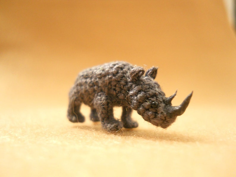 Rhino Micro Crochet Stuffed Tiny Animal Made To Order image 3