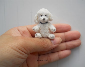 Caniche blanco - Cachorro de peluche caniche toy bichón - Hecho a pedido