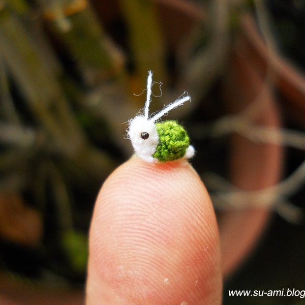 Extreme Micro Snail - Miniature Crochet Green Snail - Made To Order