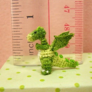 Green Dragon Winged Tiny Crochet Miniature Dino Stuffed Animals Made To Order image 3