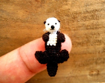 Miniature Sea otter - Mini Crochet Amigurumi Stuffed Animals - Made To Order