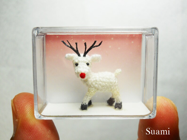 Micro Mini Amigurumi Reindeer Teeny Tiny Crochet Miniature Animals Made To Order image 5