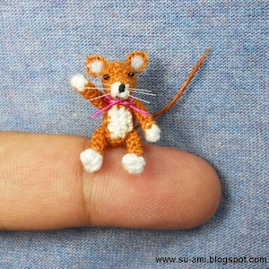 Lovely Brown Mouse Rat - Micro Amigurumi Crochet Miniature Animals - Made To Order