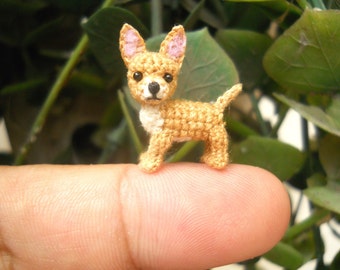 Fawn White Chihuahua Dog - Amigurumi Crochet Tiny Dog Stuff Animal - Made to Order