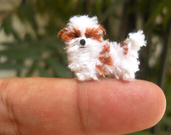 Miniature Shi Tzu - Tiny Crochet Miniature Dog Stuffed Animals - Made To Order