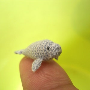 Micro Mini Manatee - Tiny Crochet Amigurumi Stuffed Animal - Made to Order
