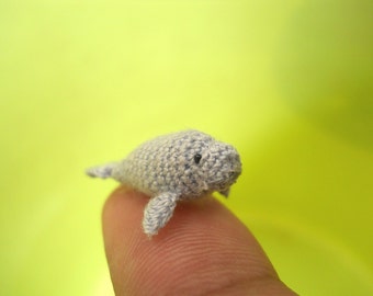 Micro Mini Manatee - Tiny Crochet Amigurumi Stuffed Animal - Made to Order
