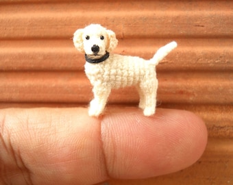 Miniature White Labrador Retriever - Tiny Crochet Dog Stuffed Animals - Made To Order