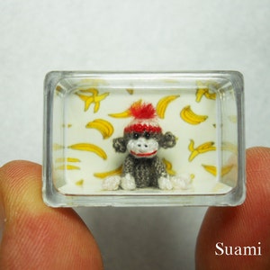Tiniest Sock Monkey Micro Amigurumi Crochet Miniature Sock Monkey Stuff Animal Made to Order image 5