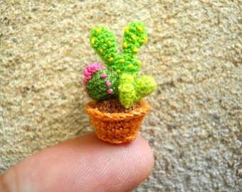 Micro Cactus Type 04 -Tiny Crochet Cactus Amigurumi Plant - Made to Order