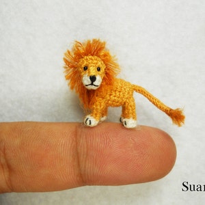 Miniature Crochet Lion - Micro Mini Amigurumi Crochet Tiny Animal Doll - Made To Order