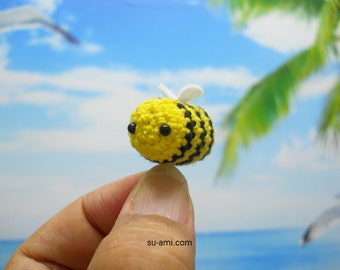 Cute Mini Bee Charm - Amigurumi Bumble Bee Plush - Made to order.