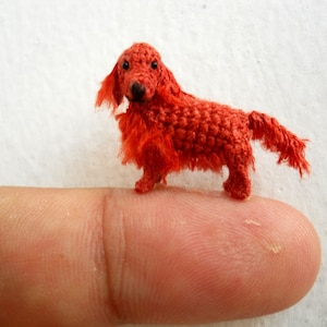 Miniature Red Setter  - Tiny Amigurumi Crochet Dog Stuffed Animal - Made To Order