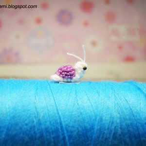 Extreme Tiny Snail Micro Crocheted Miniature Purple Snail Made To Order image 4