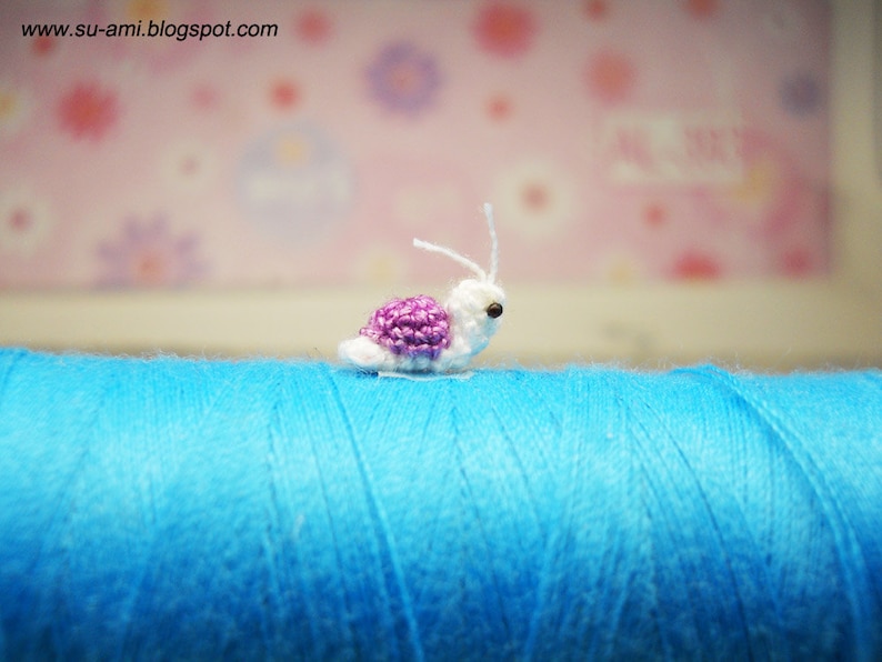 Extreme Tiny Snail Micro Crocheted Miniature Purple Snail Made To Order image 4