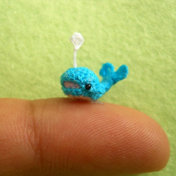 Miniature Crochet Whale Amigurumi -  Mini Plush Blue Whale Dolphin - Made To Order