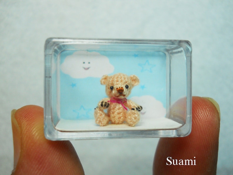 1/2 Inch Micro Miniature Bear Extreme Tiny Thread Crochet Mohair Teddy Bear Stuff Animal Made To Order image 5