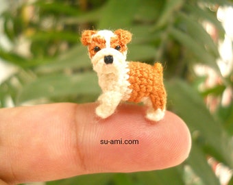 Miniature Bulldog - Micro amigurumi Tiny Crochet Dog - Made To Order